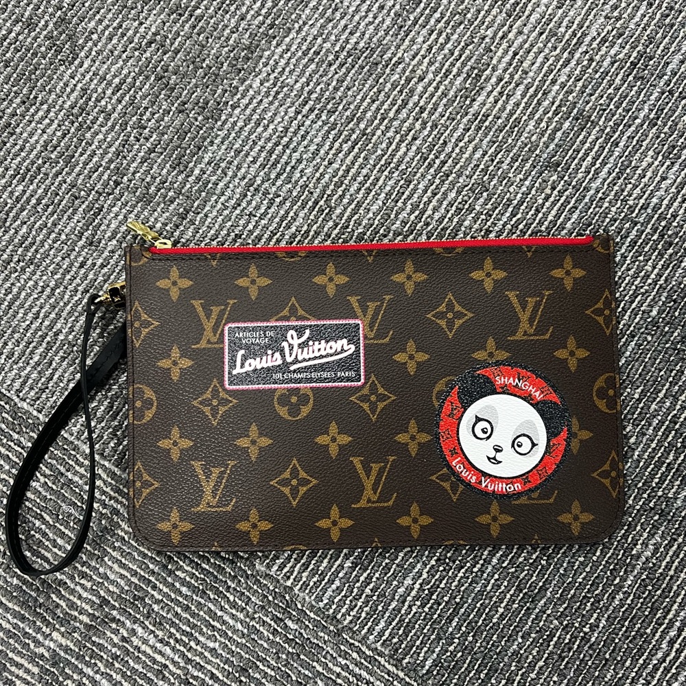 LOUIS VUITTON MONOGRAM NEVERFULL POUCH WRISTLET BON VOYAGE STICKERS